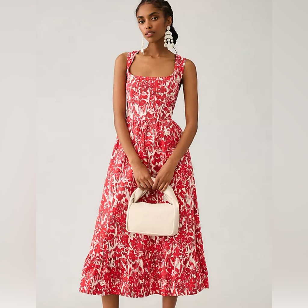 Aureta From Anthropologie Square-Neck Corset A-Line Dress